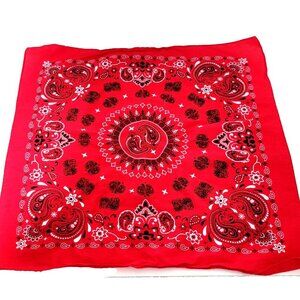 Bandana Scarf Handkerchief Red Paisley 100% Cotton 21" x 21"